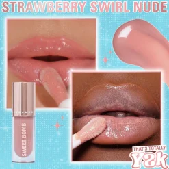Makeup Revolution Y2k Sweet Bomb Lip Gloss Strawberry Swirl Nude