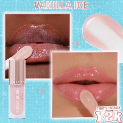 Makeup Revolution Y2k Sweet Bomb Lip Gloss Vanilla Ice White Holo