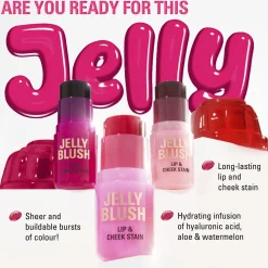 Revolution Jelly Blush Stick Lip and Cheek Stain Strawberry Pink